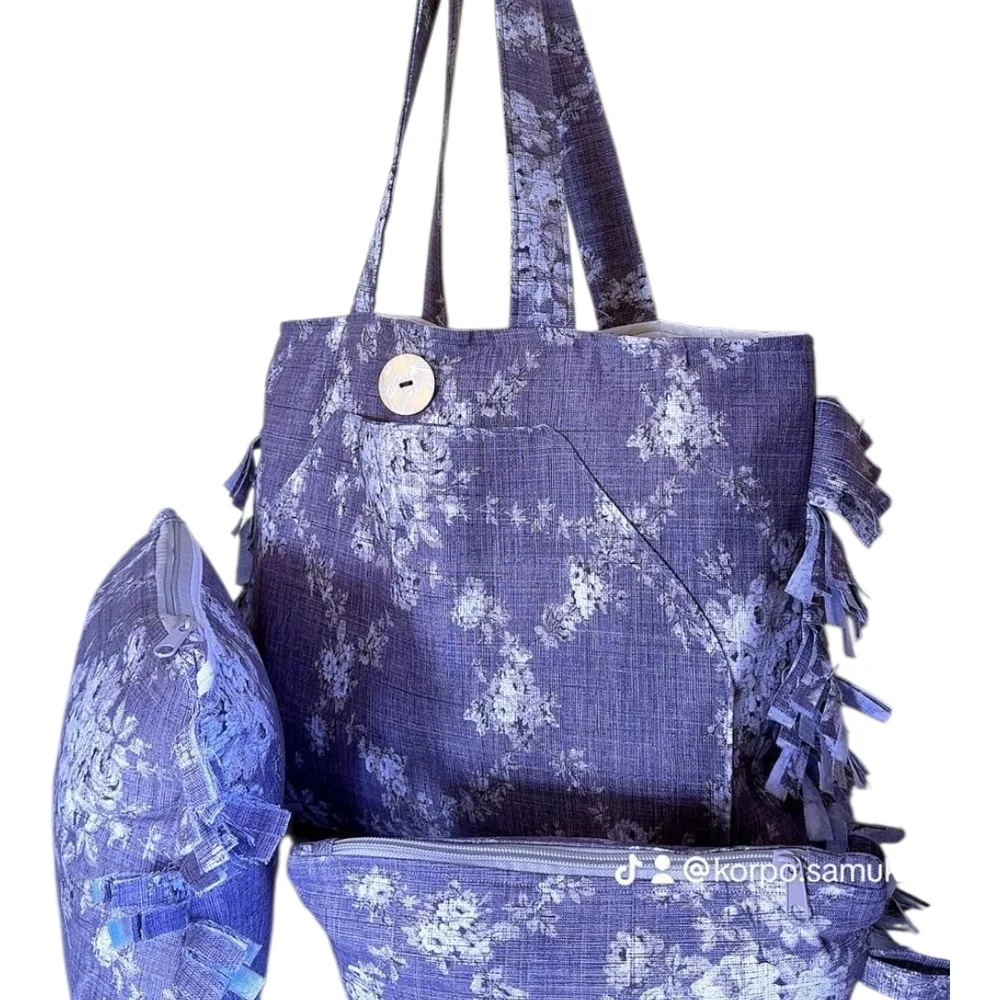 Lavender Floral Tote Bag Set